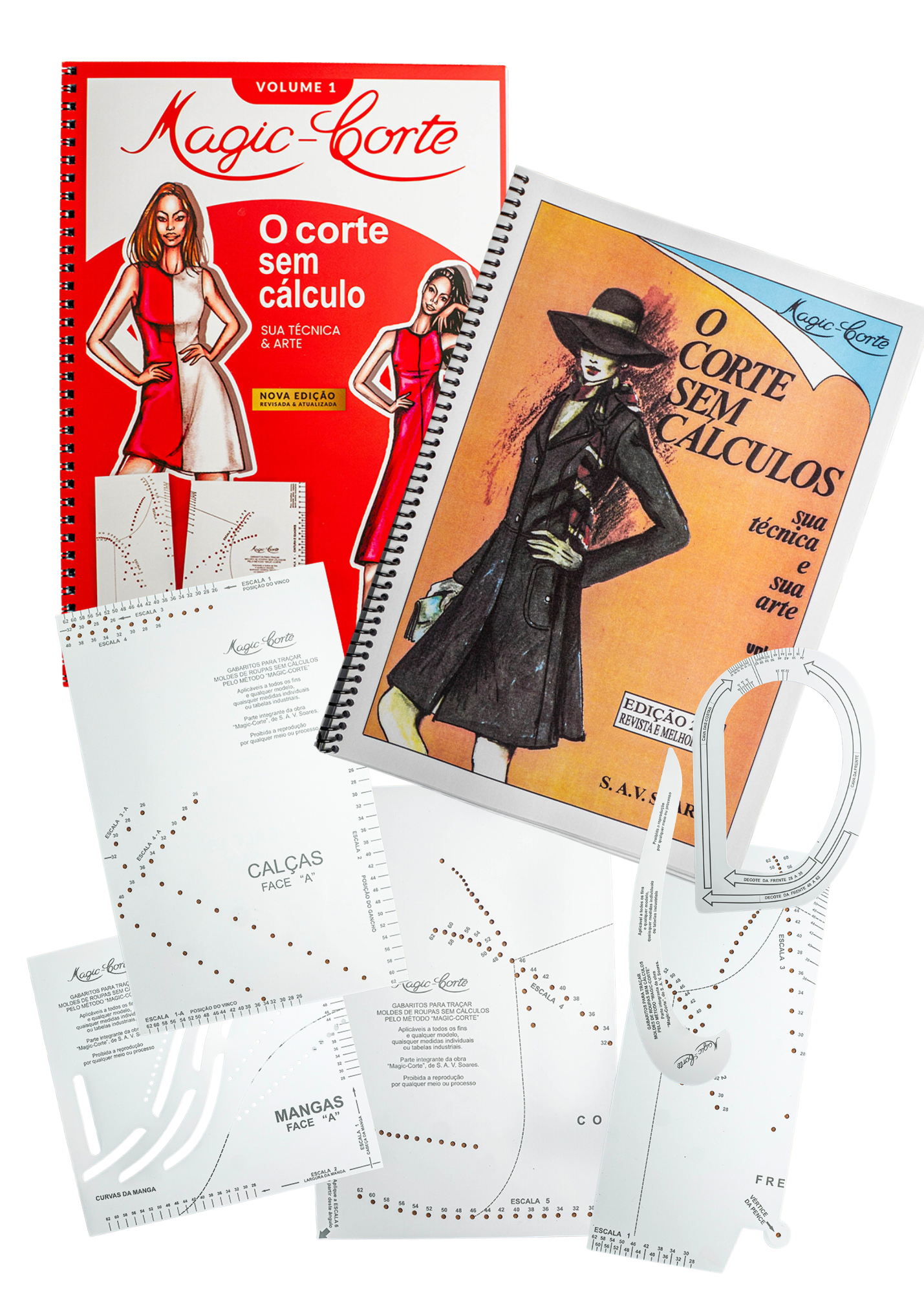 KIT 1º E 2º VOLUME MAGIC-CORTE - ACOMPANHA JOGO DE GABARITOS PLÁSTICOS